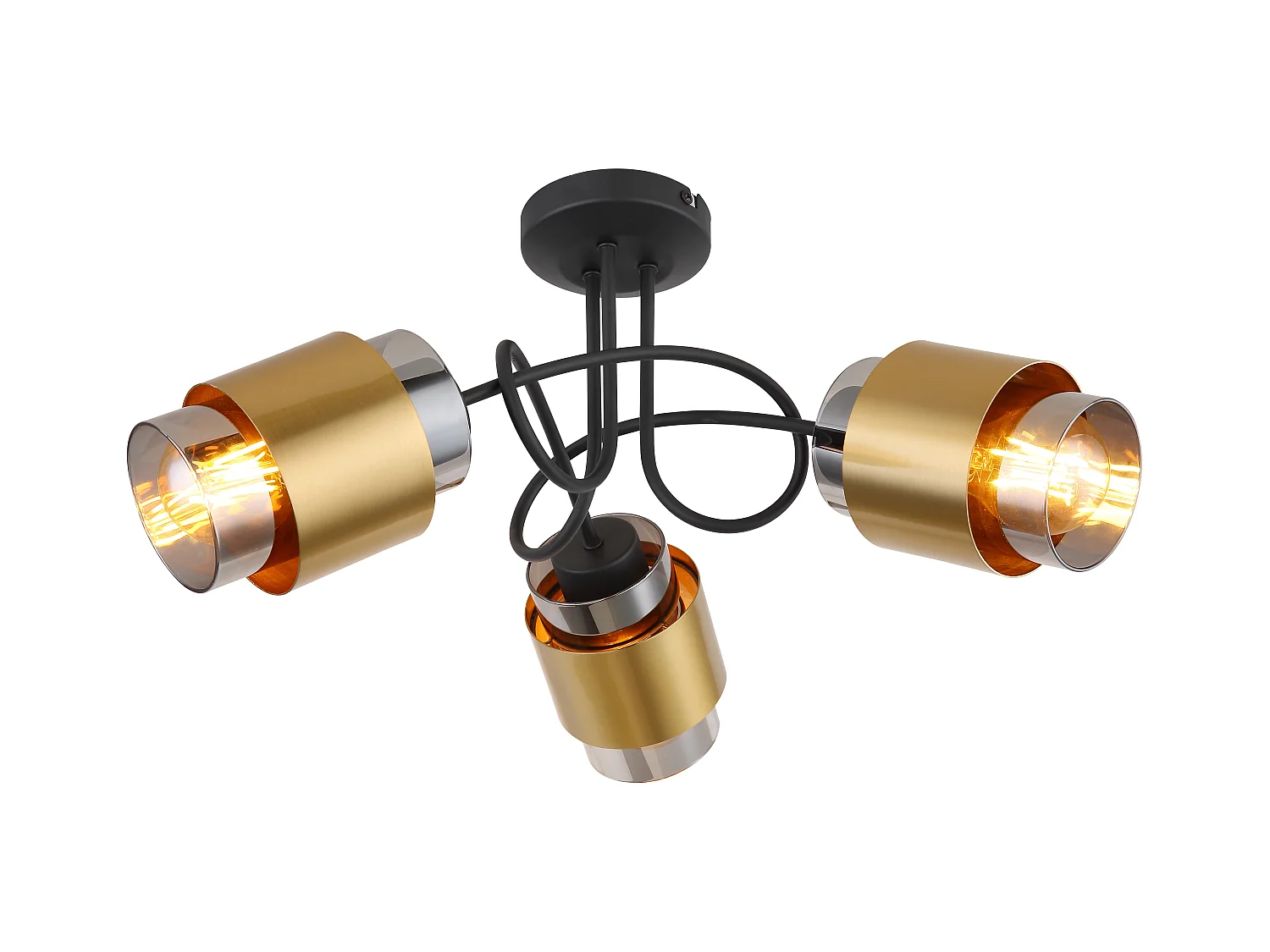 Plafonnier métal noir mat, 3x E27