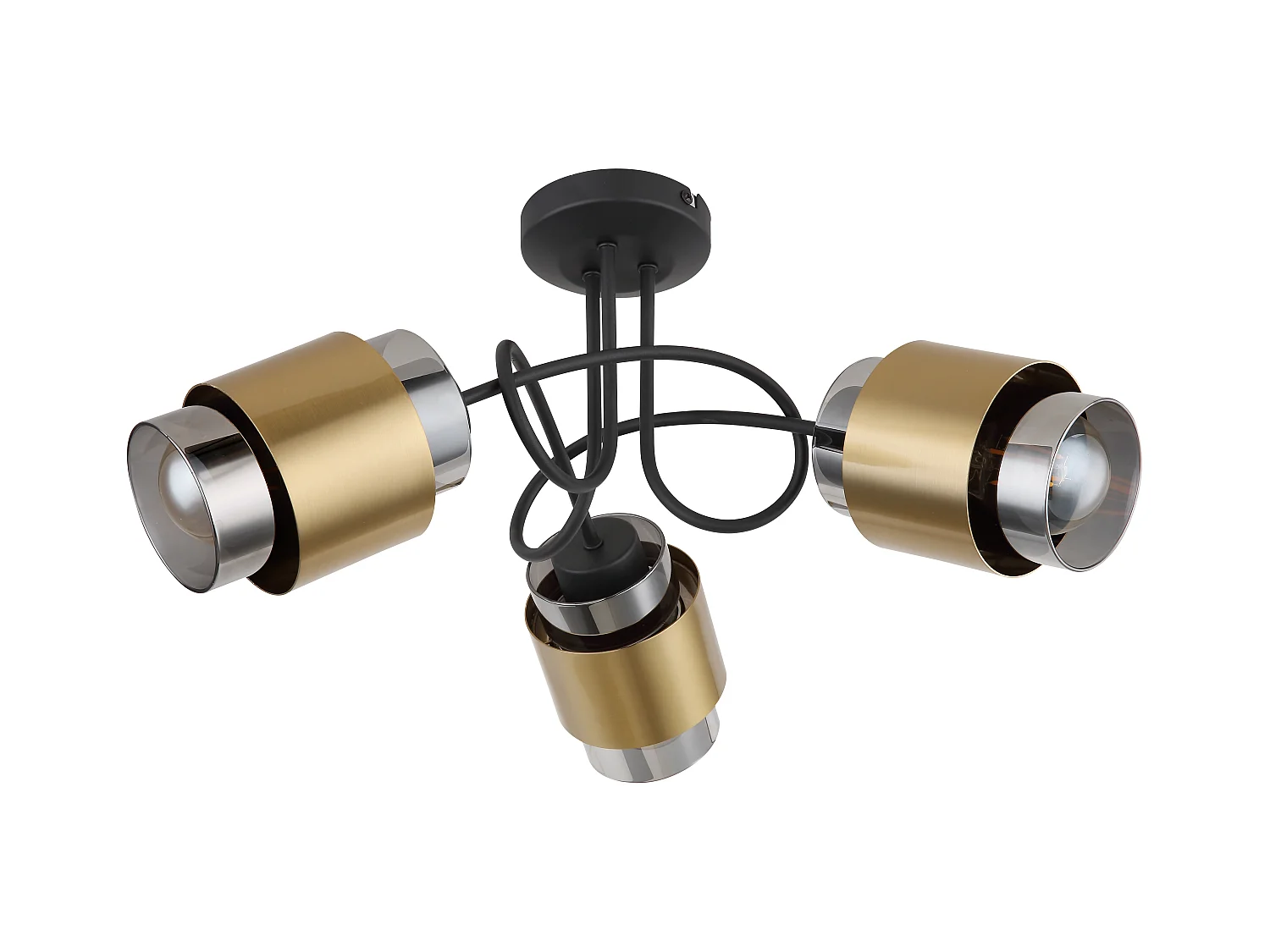 Plafonnier métal noir mat, 3x E27