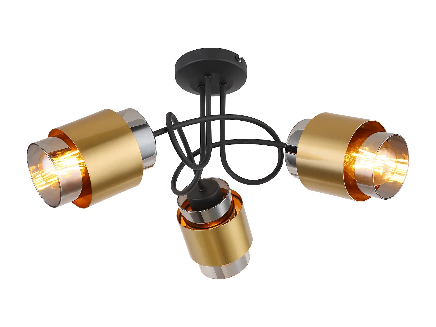 Plafonnier métal noir mat, 3x E27