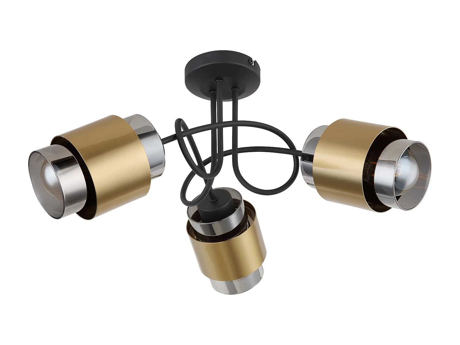 Plafonnier métal noir mat, 3x E27