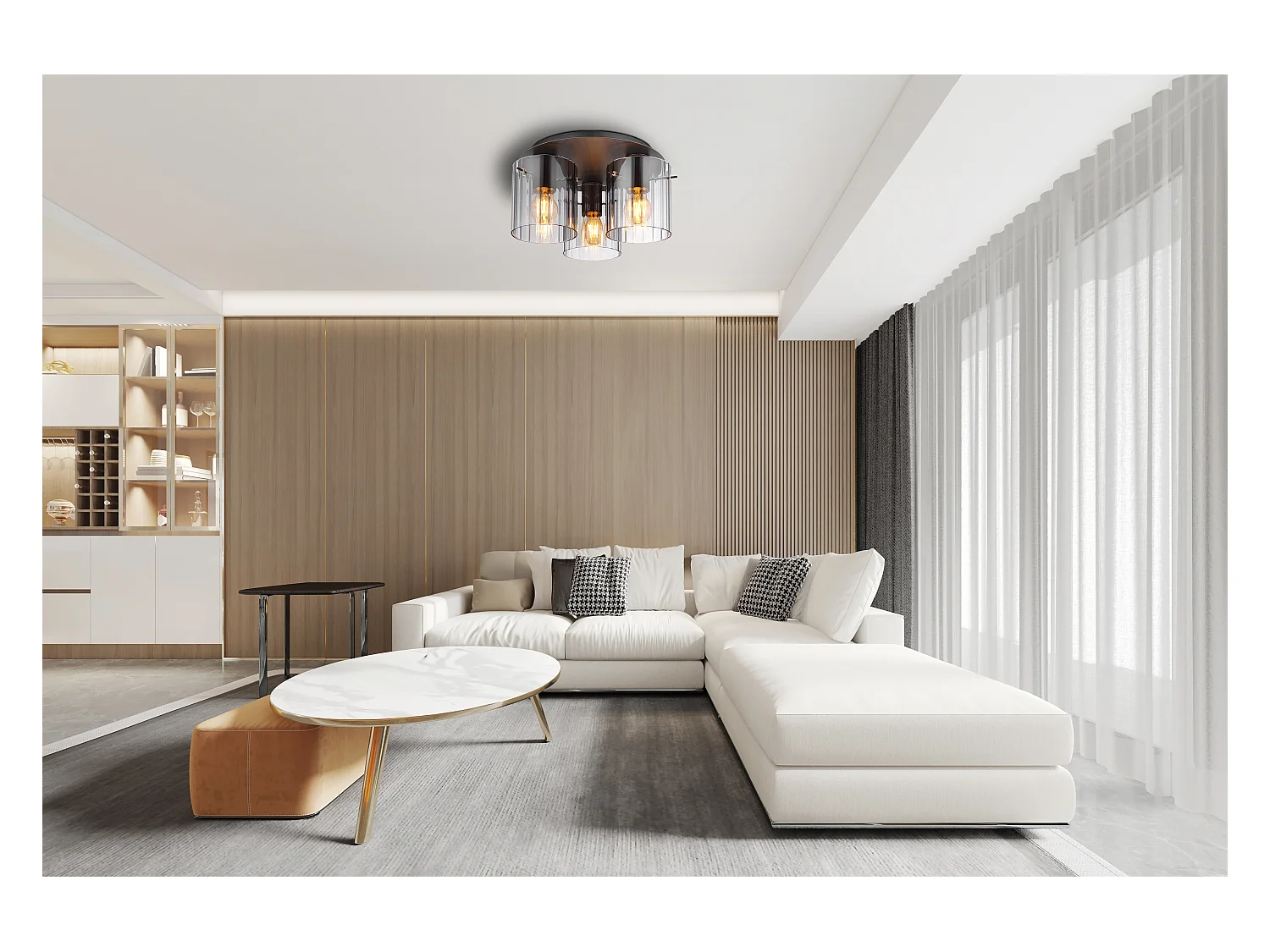 Deckenleuchte Metall grau dunkel, 3x E27