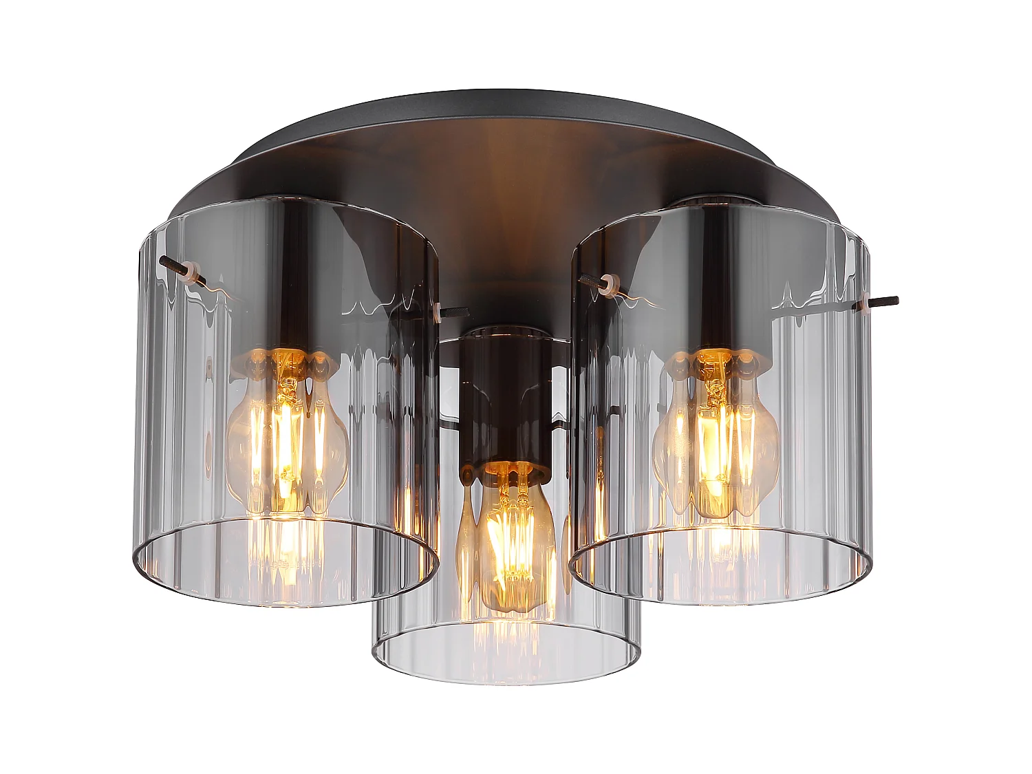 Plafonnier métal gris foncé, 3x E27