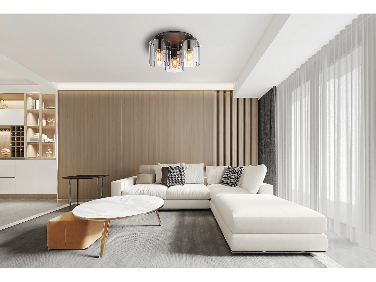 Deckenleuchte Metall grau dunkel, 3x E27