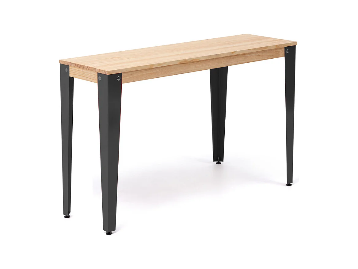 Lunds Konsolentisch 39x70x75cm  Schwarz, Massives Kiefernholz mit natürliches Finish, Scandinavisher Stil,  Box Furniture