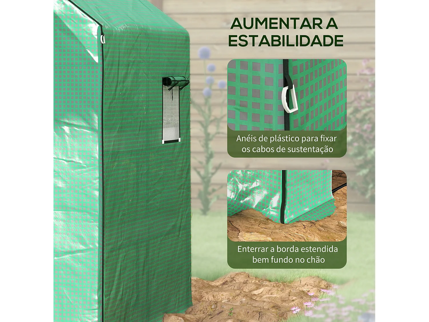 Cobertura de Substituição para Estufa Verde com Janela e Porta - 140x143x190 cm