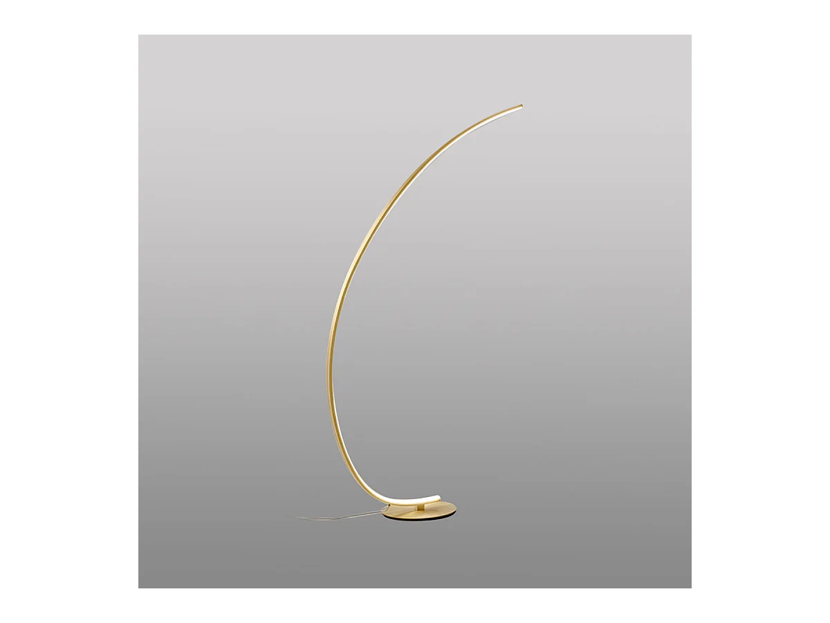 Lampadaire Iole dimmable LED 30W lumière chaude 3000K - Lampadaire couleur or brossé, en aluminium