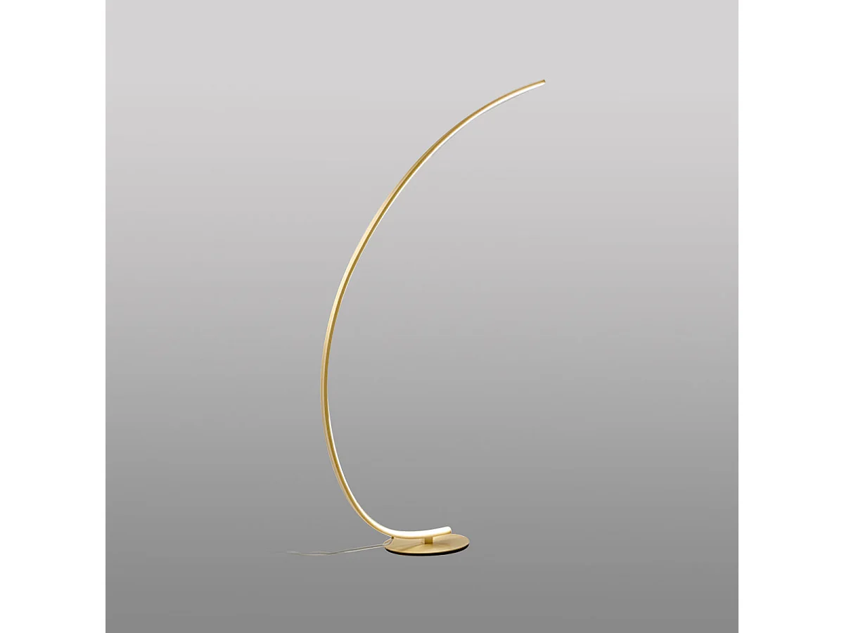 Candeeiro de pé Iole regulável LED 30W luz quente 3000K - Candeeiro de pé em cor ouro escovado, design moderno em alumínio, IP20