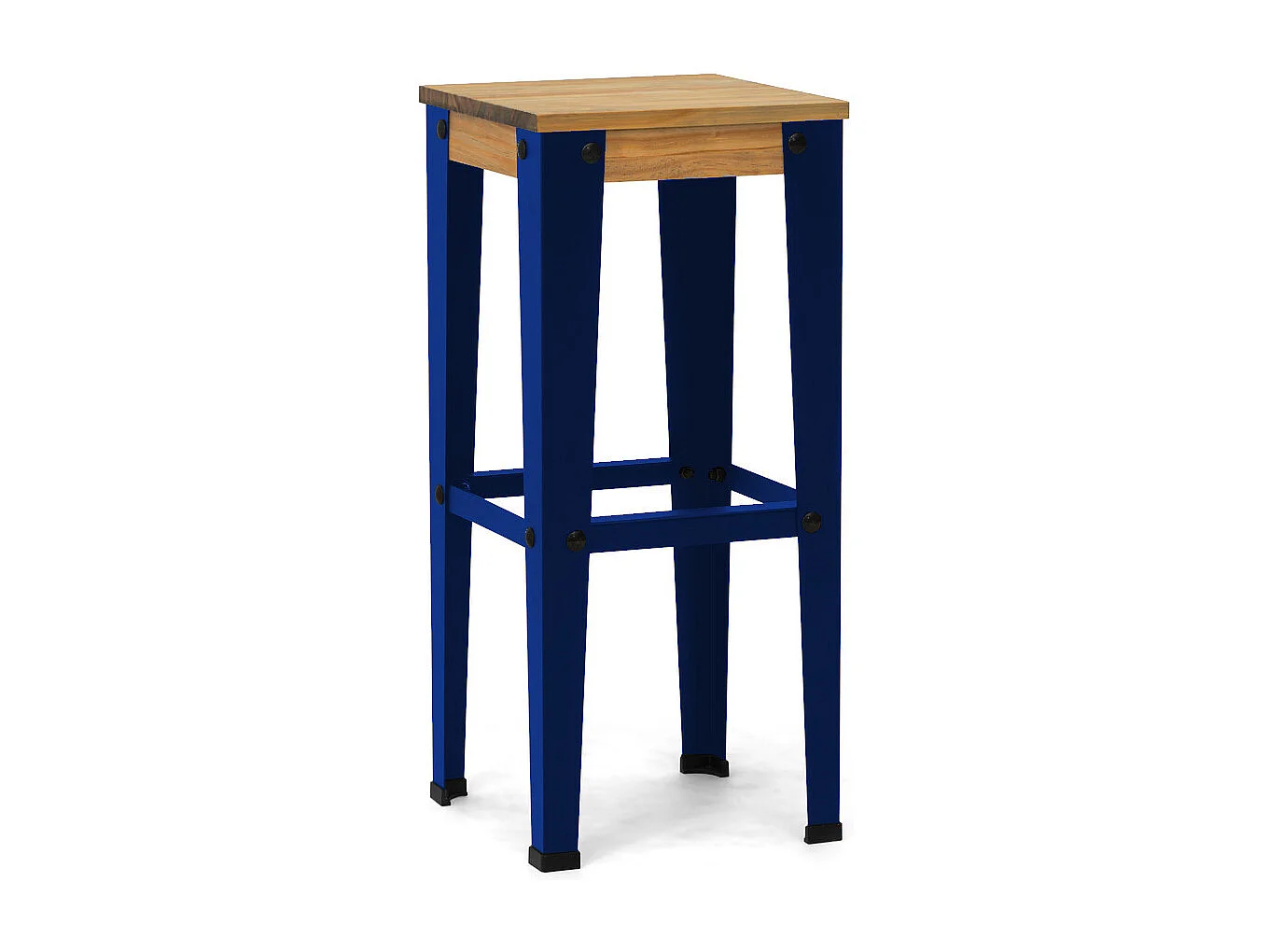 Pack 2 Uds. Taburetes Lunds Azules en madera maciza de pino acabado vintage estilo industrial Box Furniture