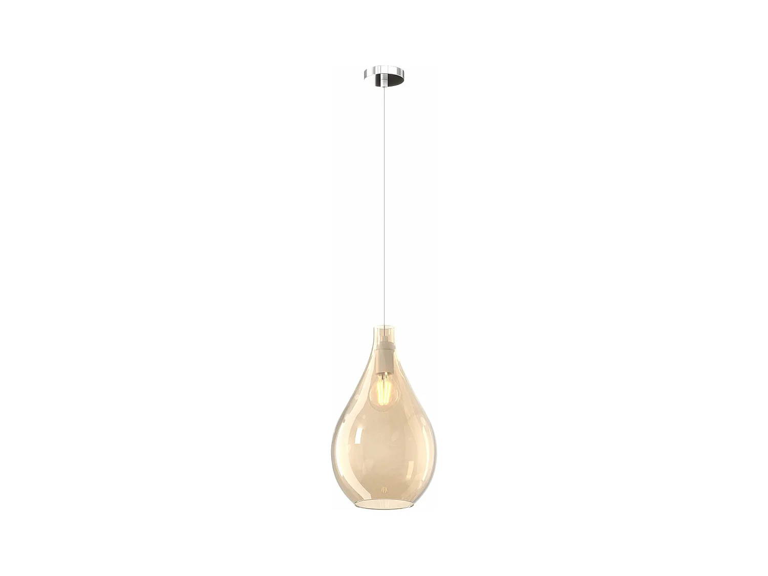 Sosp. Cromo 1 Luce Vetro Medio Ambra
