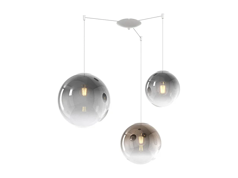 Sosp. Bianco 3 Luci Spostabile Vetri (1 Piccolo Fume'+1 Medio Bronzo+1 Grande Fume')