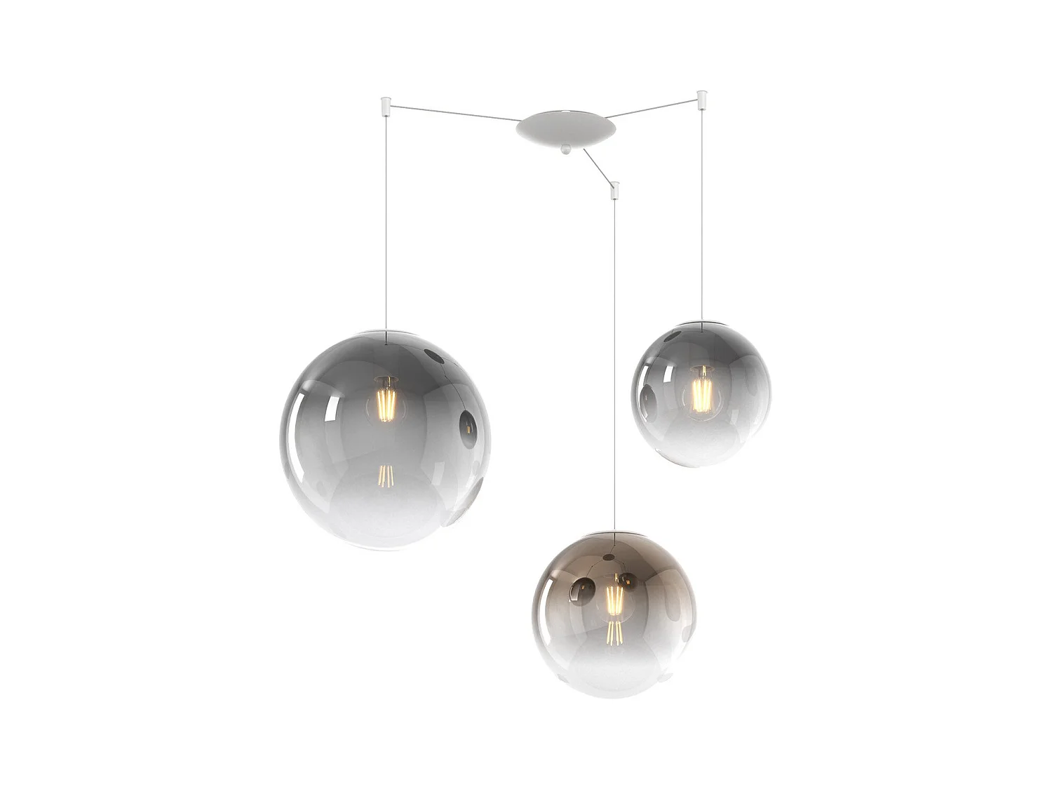 Sosp. Bianco 3 Luci Spostabile Vetri (1 Piccolo Fume'+1 Medio Bronzo+1 Grande Fume')