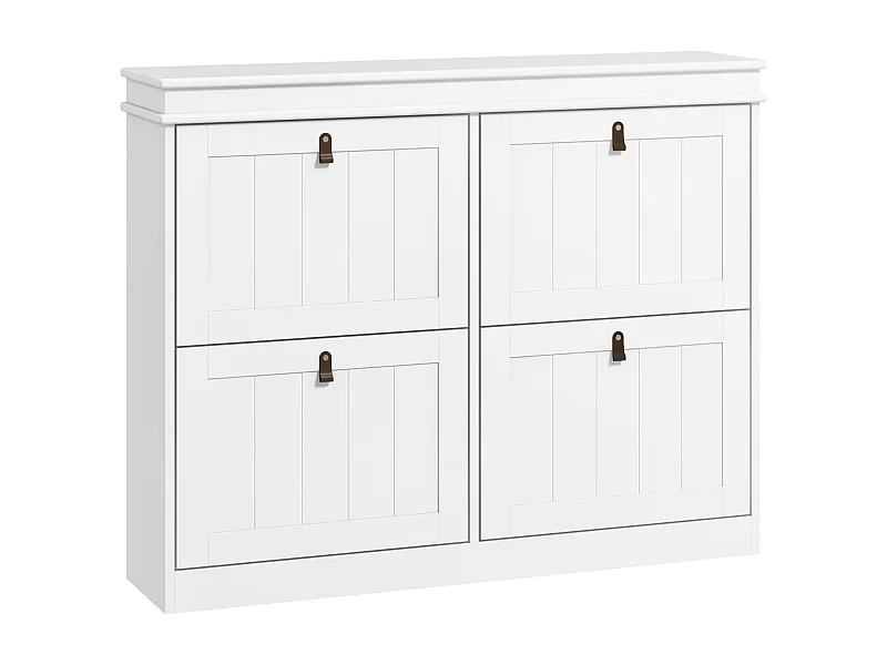 Sapateira Moon com 4 Compartimentos - Branco e Design Rústico para Organização de Calçados