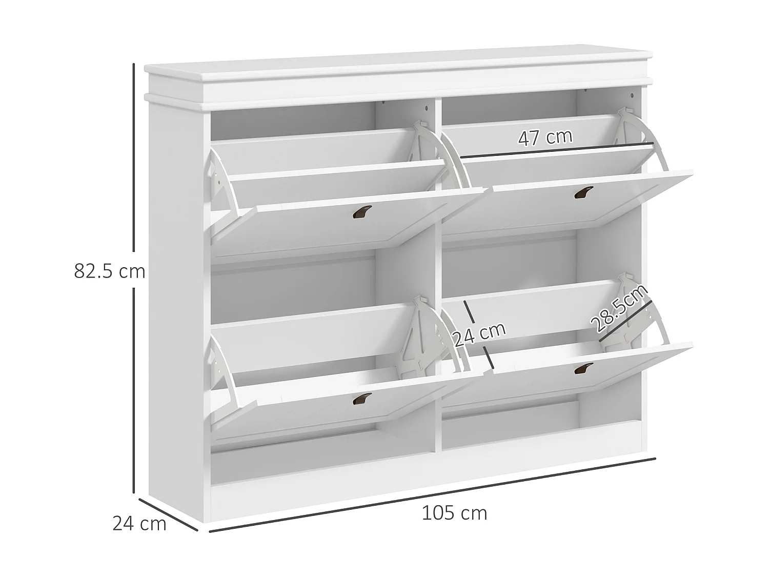 Schoenenrek – 105x24x82,5 cm – Wit – MDF