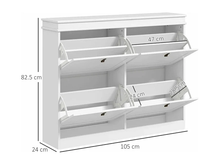 Schoenenrek – 105x24x82,5 cm – Wit – MDF