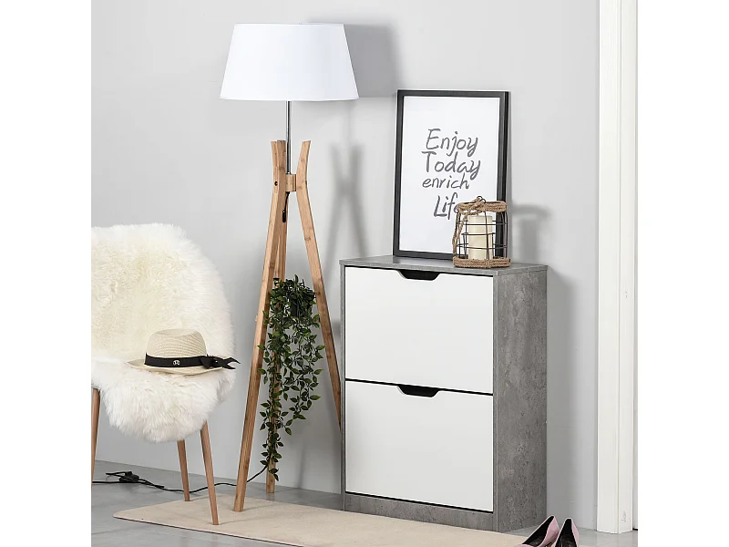 Sapateira Moderna Estreita com 2 Prateleiras Abatíveis para Entrada - Modelo Nancy 62,5x26x81 cm Cinza