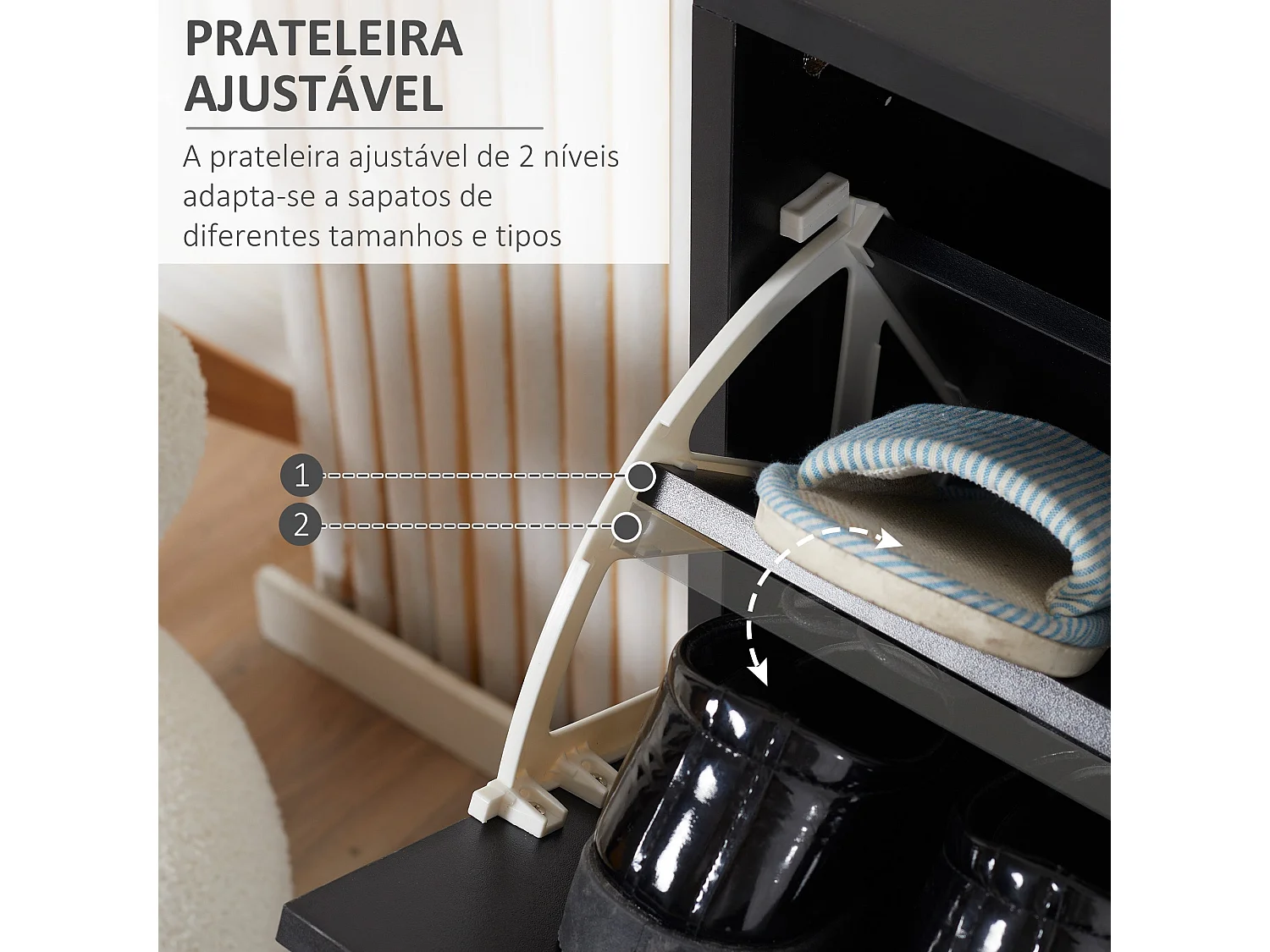 Zapatero Heracles Homcom 2 puertas 8 pares de zapatos negro 80x60x24 cm