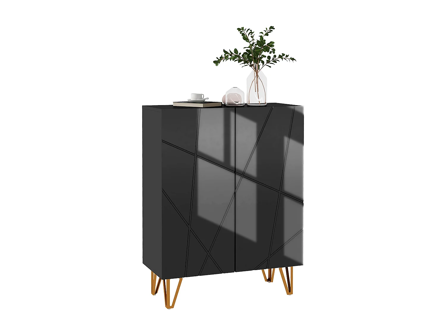 Zapatero Pro Homcom 2 puertas + 5 estantes negro 97x72x31,5 cm