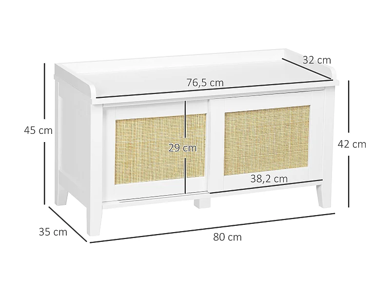 Banco zapatero Lovviken Homcom 2 puertas blanco/natural 45x80x35 cm