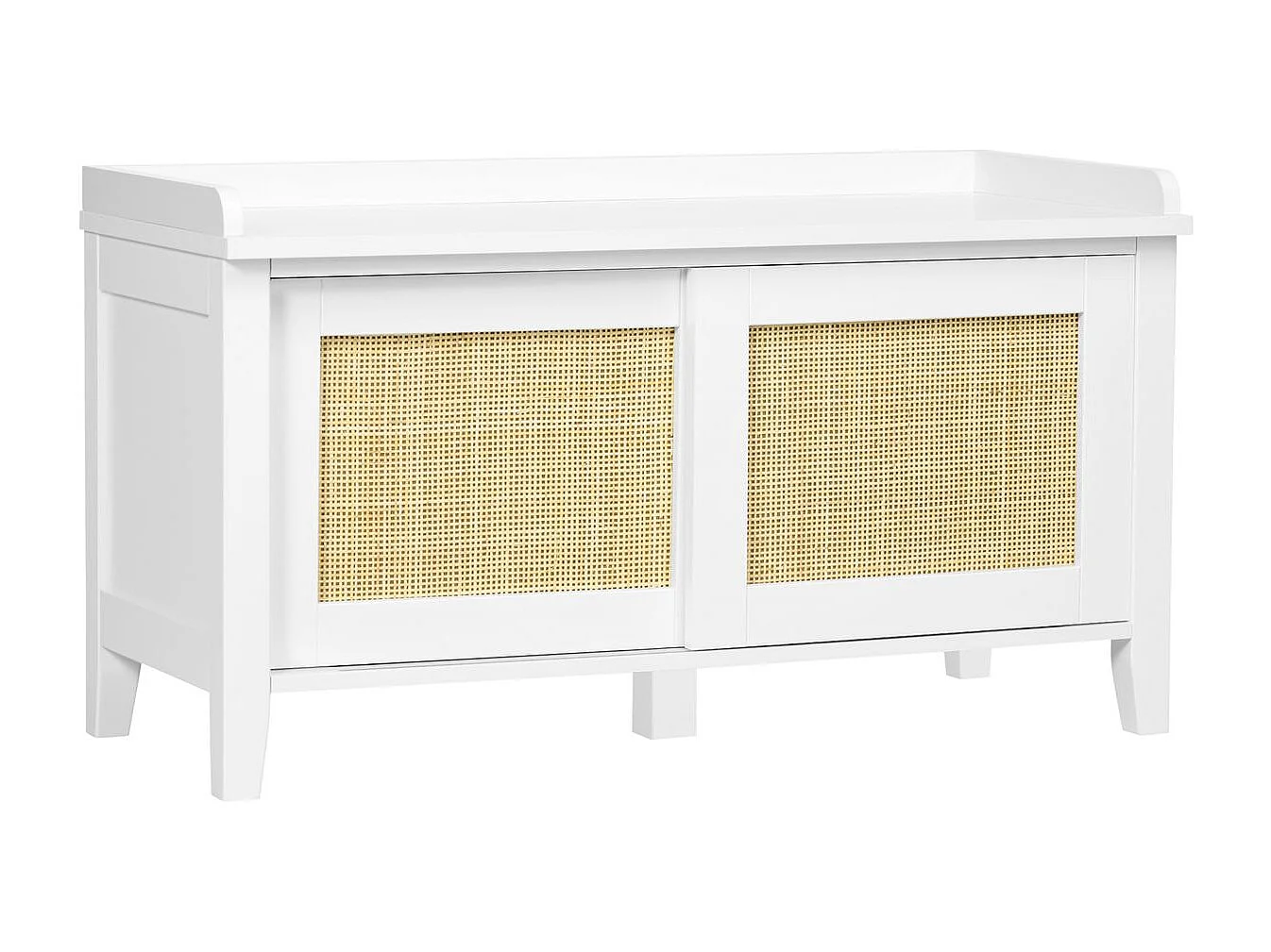 Banco zapatero Lovviken Homcom 2 puertas blanco/natural 45x80x35 cm