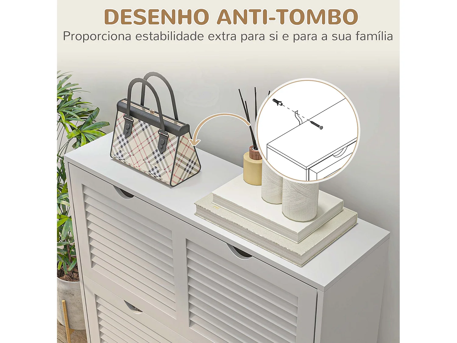 Zapatero Milú Homcom 2 cajones abatibles blanco 83x81,5x25 cm