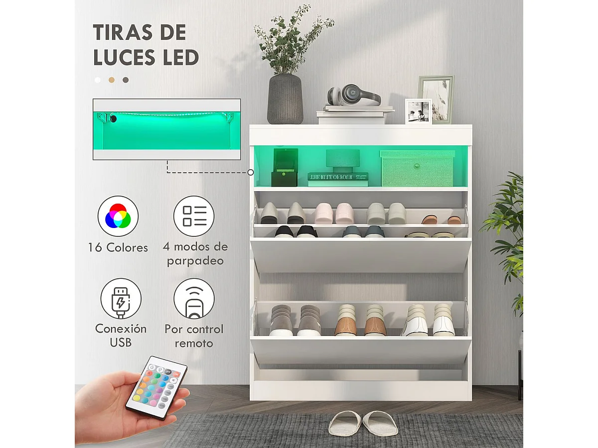 Armário Moderno Turku com Luzes LED e Grande Capacidade de Armazenamento