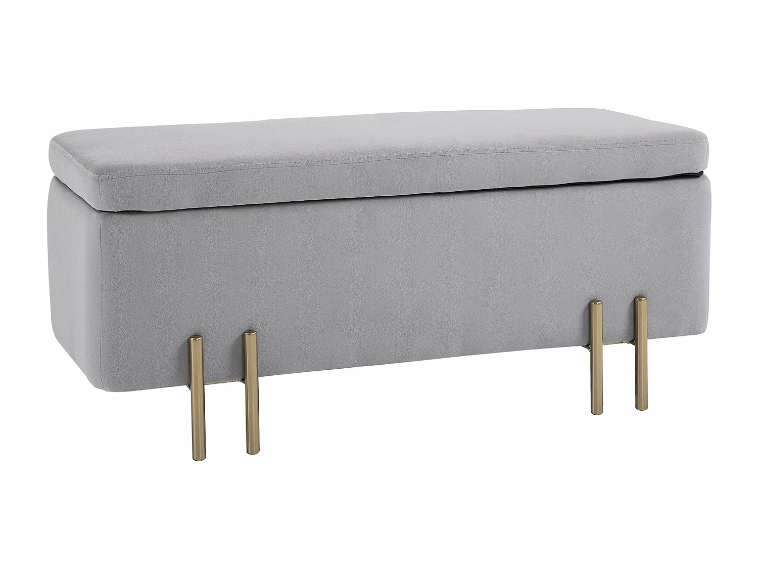 Banco com Arrumação Avignon em Veludo Cinzento Claro - 100x40x42 cm