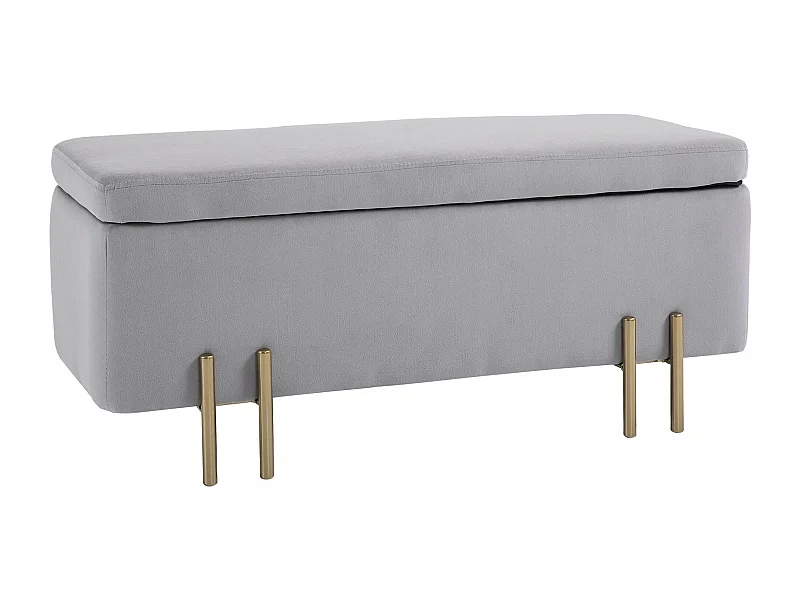 Banco com Arrumação Avignon em Veludo Cinzento Claro - 100x40x42 cm