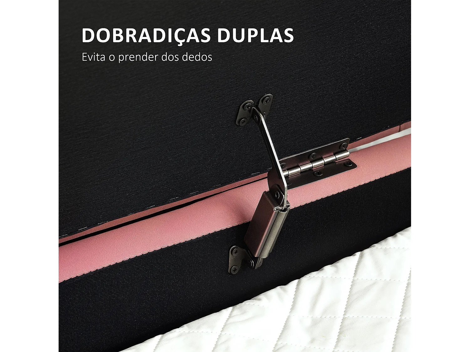 Banco de almacenaje Melocotón Homcom acolchado rosa 43,5x108x44 cm