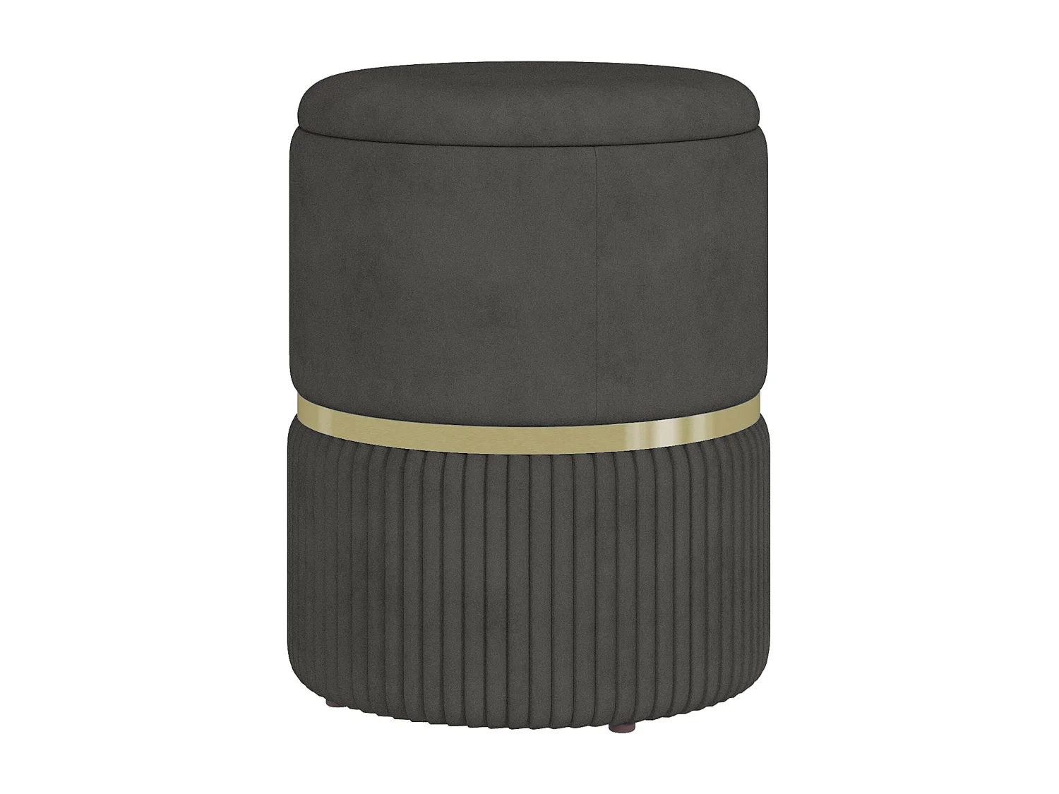 Puff almacenaje Piazza Homcom acolchado gris Ø36x44 cm