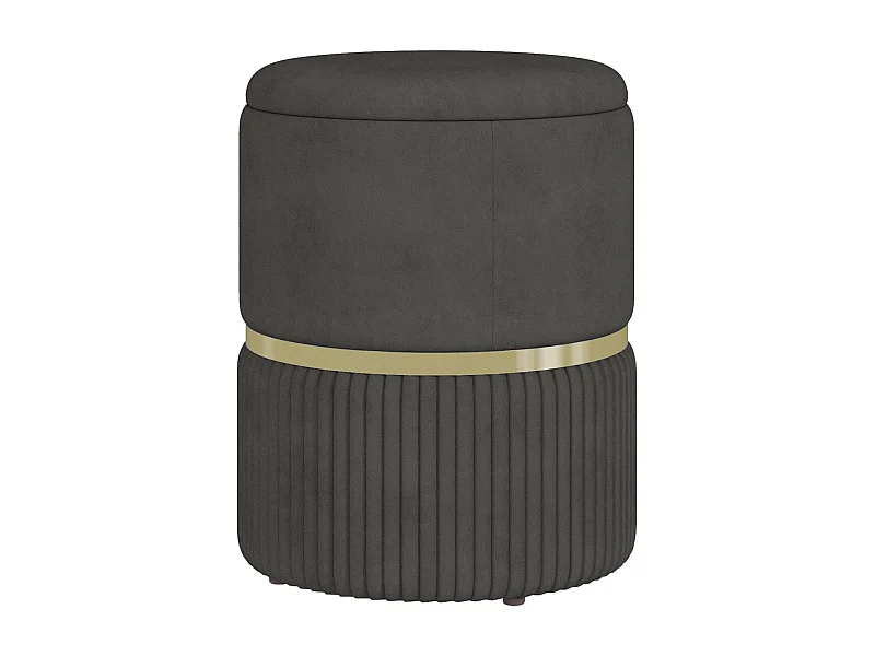 Puff almacenaje Piazza Homcom acolchado gris Ø36x44 cm