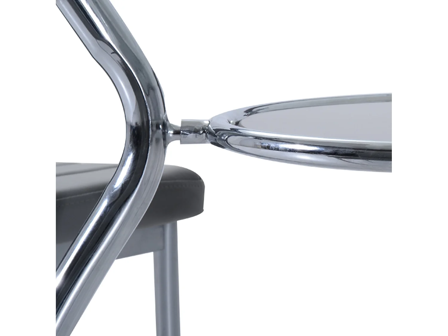 Conjunto de Mesa Redonda e 4 Cadeiras Elegantes em Vidro Temperado e Aço - Modelo Biarritz