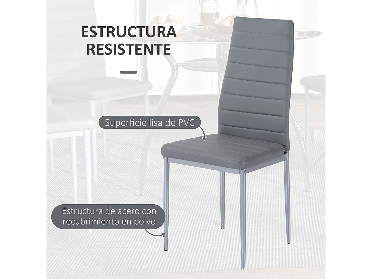 Conjunto de mesa + 4 sillas de comedor Marga Homcom gris