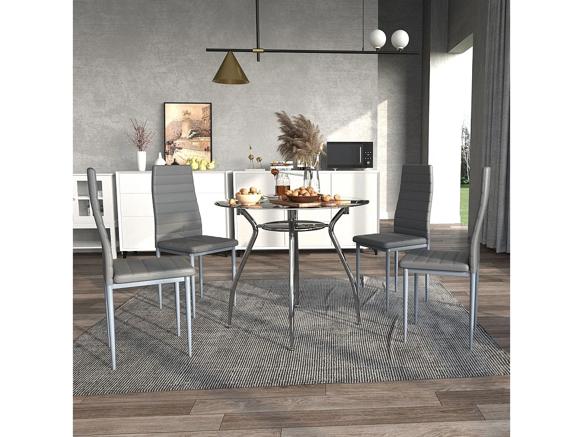 Conjunto de mesa + 4 sillas de comedor Marga Homcom gris