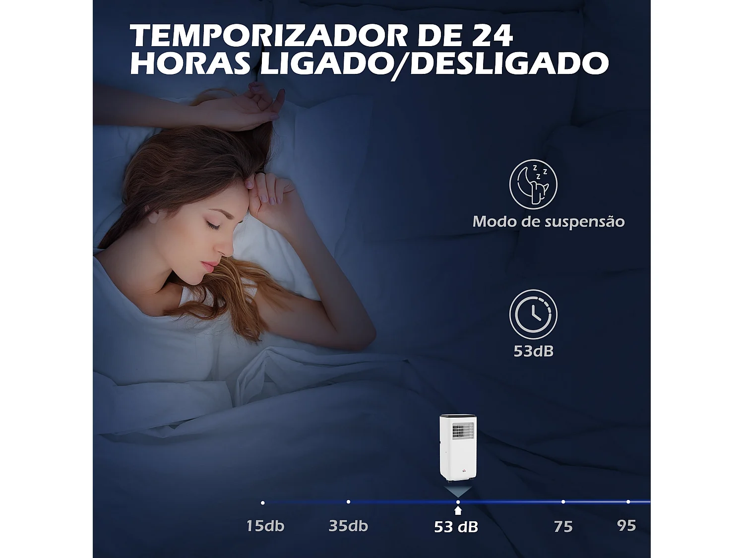 Aire acondicionado portátil Kris Homcom 5 en 1 blanco 70,4x33x28 cm