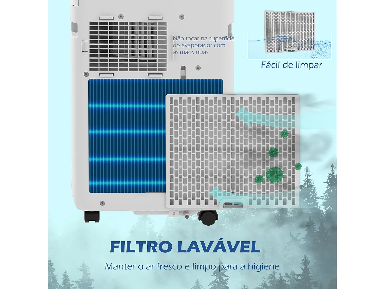 Aire acondicionado portátil Kris Homcom 5 en 1 blanco 70,4x33x28 cm