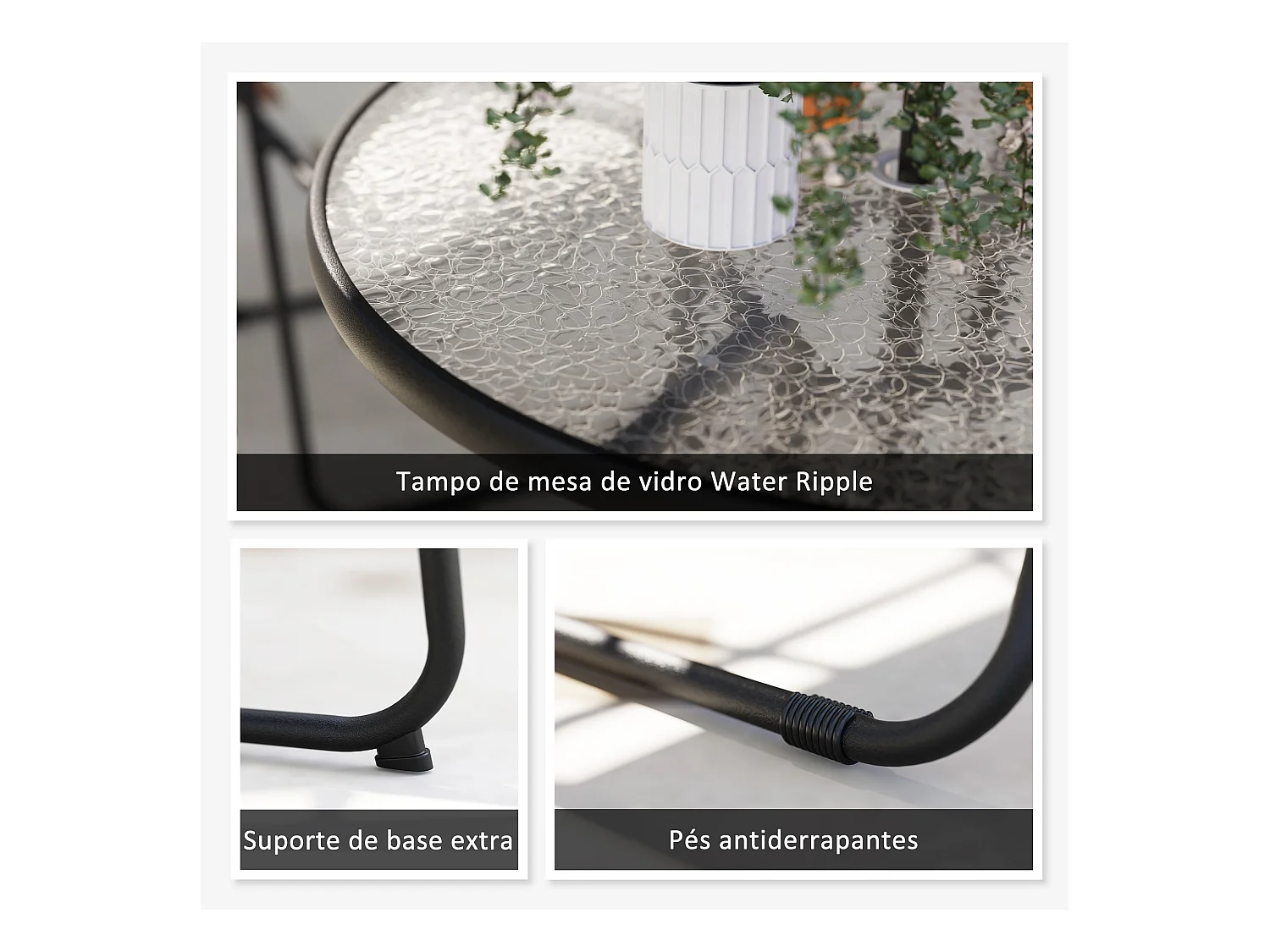 Conjunto de jardín Perla Outsunny 4 sillas + mesa + sombrilla gris