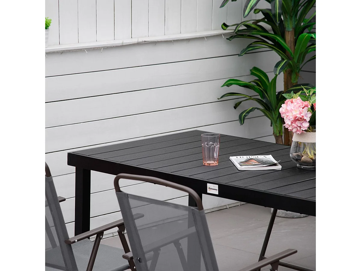Mesa de jardín Kuma Outsunny 8 personas negro 74x190x90 cm
