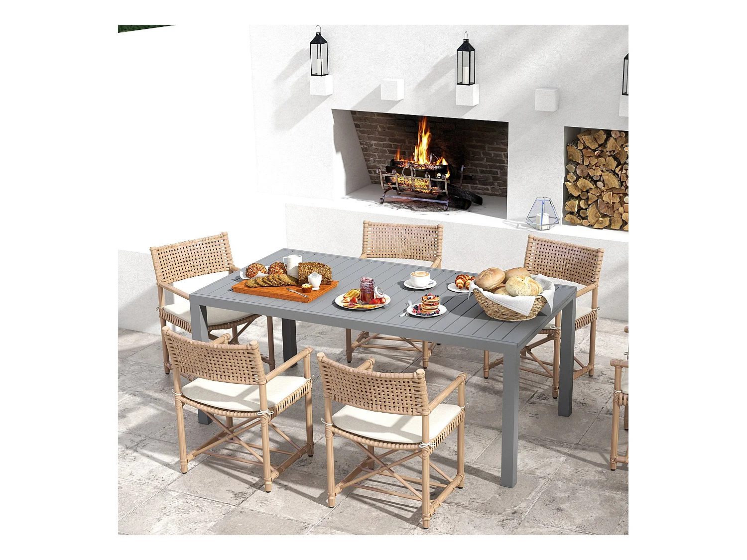 Mesa de Jardim Extensível para 6-8 Pessoas em Alumínio - Ideal para Varandas e Terraços