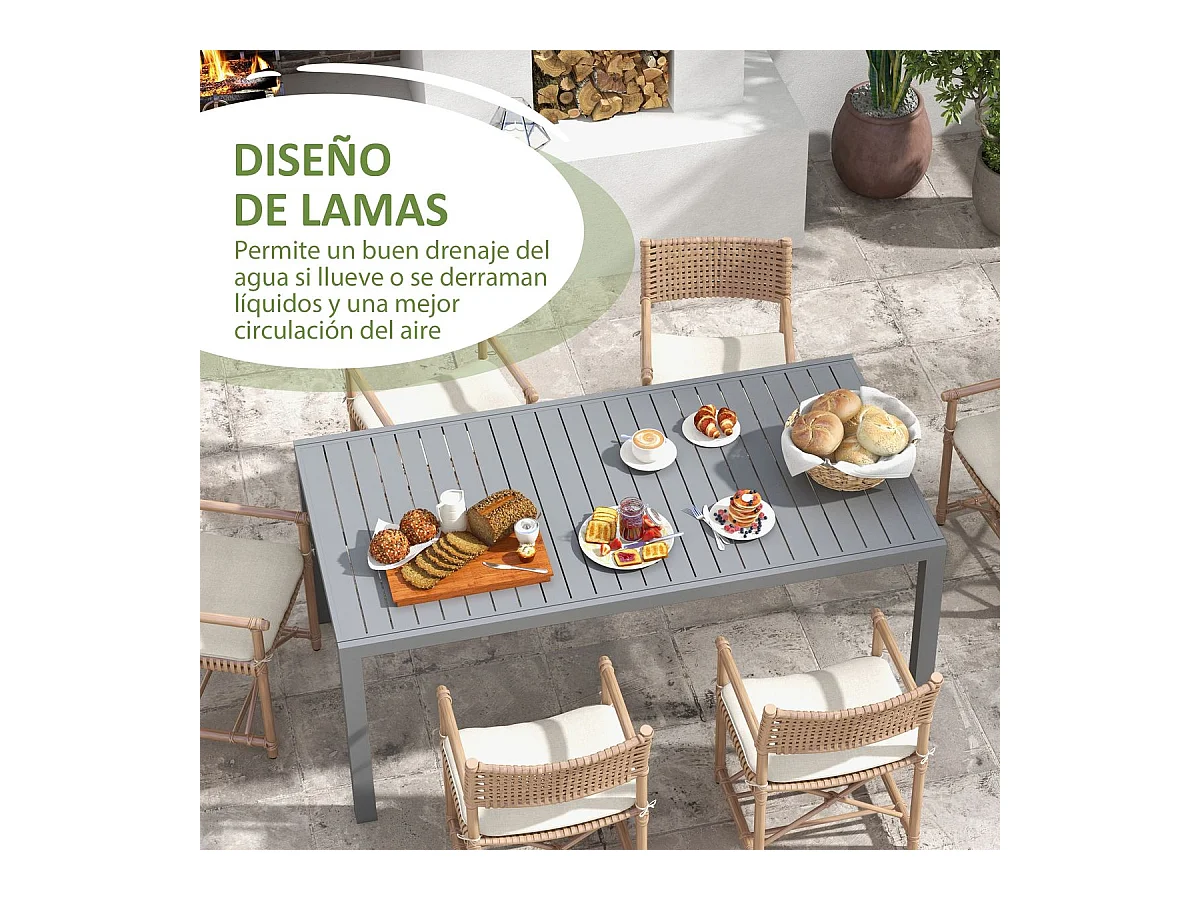 Mesa de Jardim Extensível para 6-8 Pessoas em Alumínio - Ideal para Varandas e Terraços