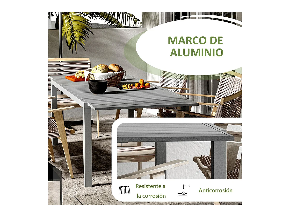 Mesa de Jardim Extensível para 6-8 Pessoas em Alumínio - Ideal para Varandas e Terraços
