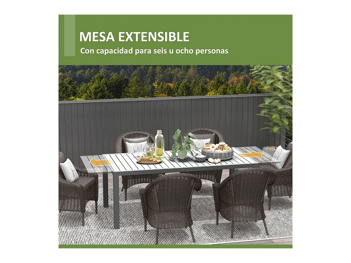 Mesa de Jardim Extensível para 6-8 Pessoas em Alumínio - Ideal para Varandas e Terraços