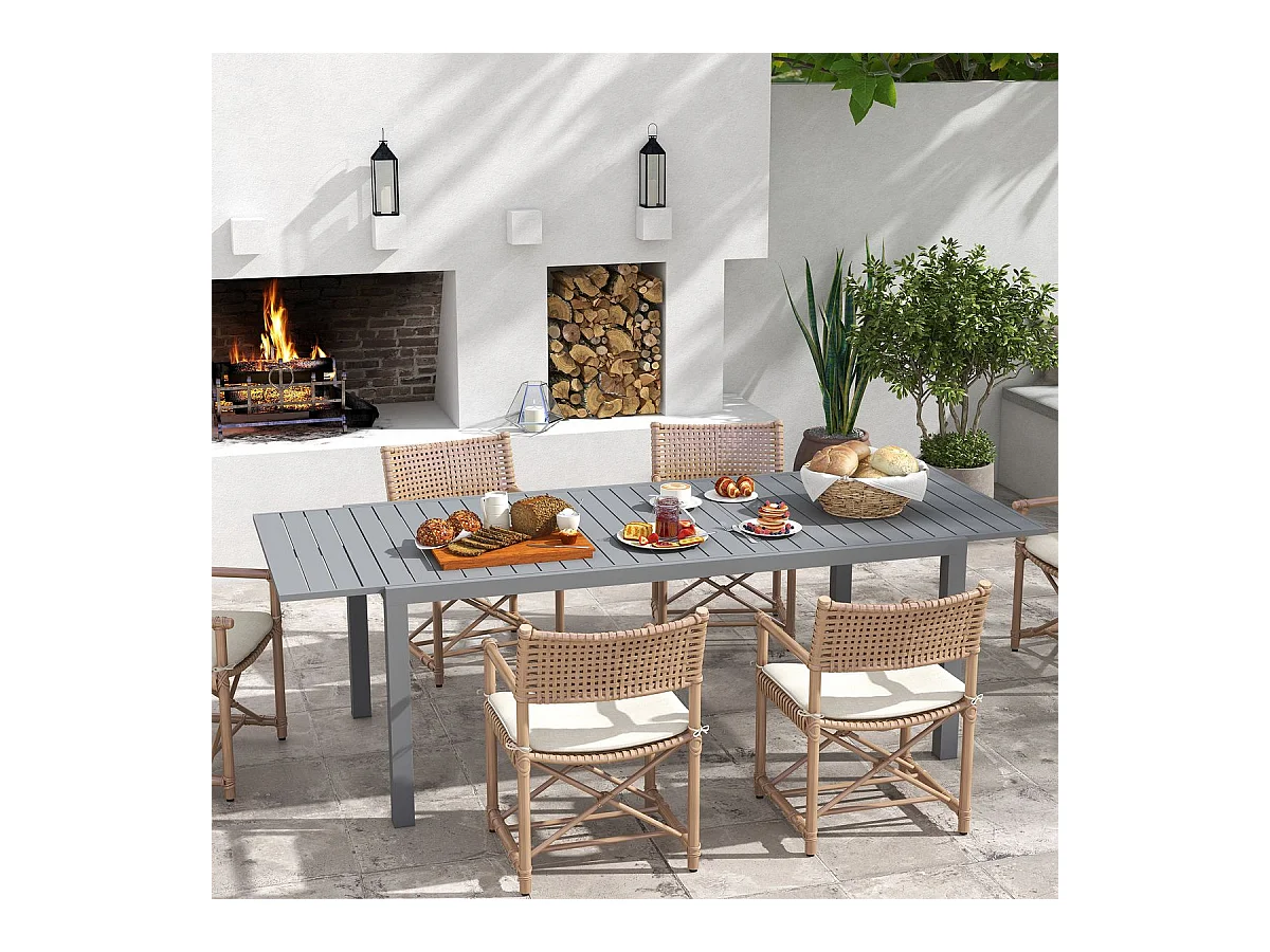 Mesa de Jardim Extensível para 6-8 Pessoas em Alumínio - Ideal para Varandas e Terraços