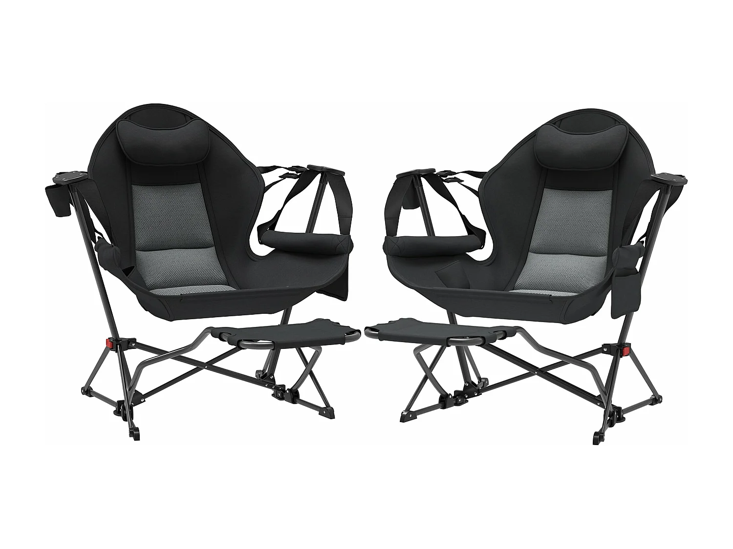 Conjunto de 2 Cadeiras Baloiço de Exterior com Apoio para os Pés - Conforto e Praticidade para suas Aventuras