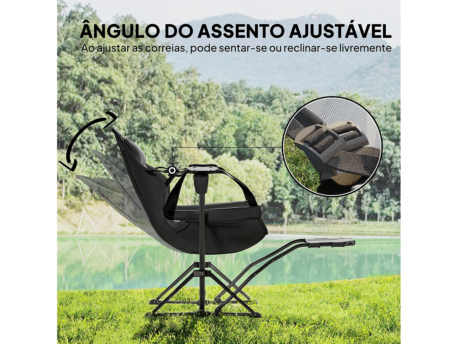 Conjunto de 2 Cadeiras Baloiço de Exterior com Apoio para os Pés - Conforto e Praticidade para suas Aventuras