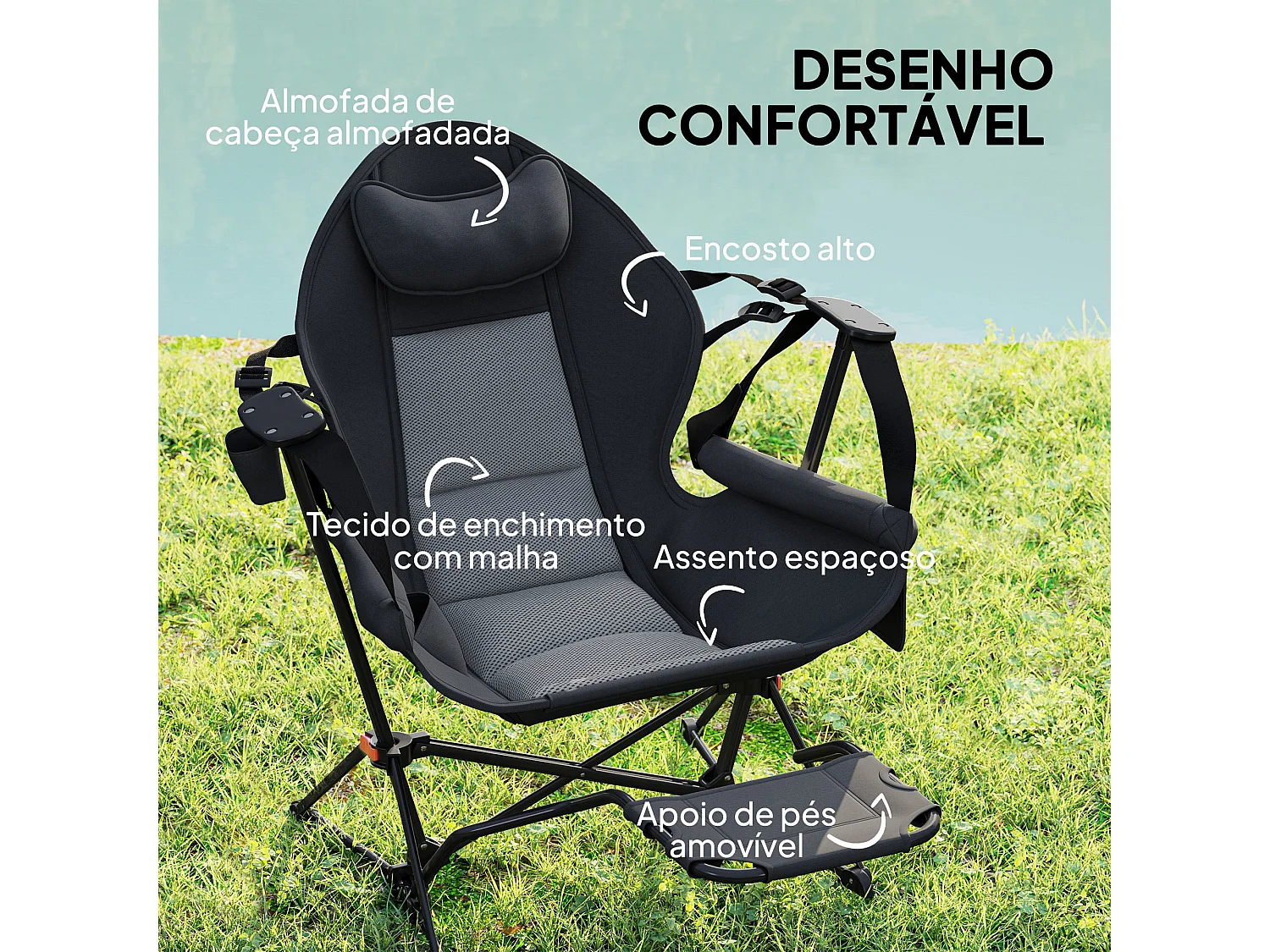 Conjunto de 2 Cadeiras Baloiço de Exterior com Apoio para os Pés - Conforto e Praticidade para suas Aventuras