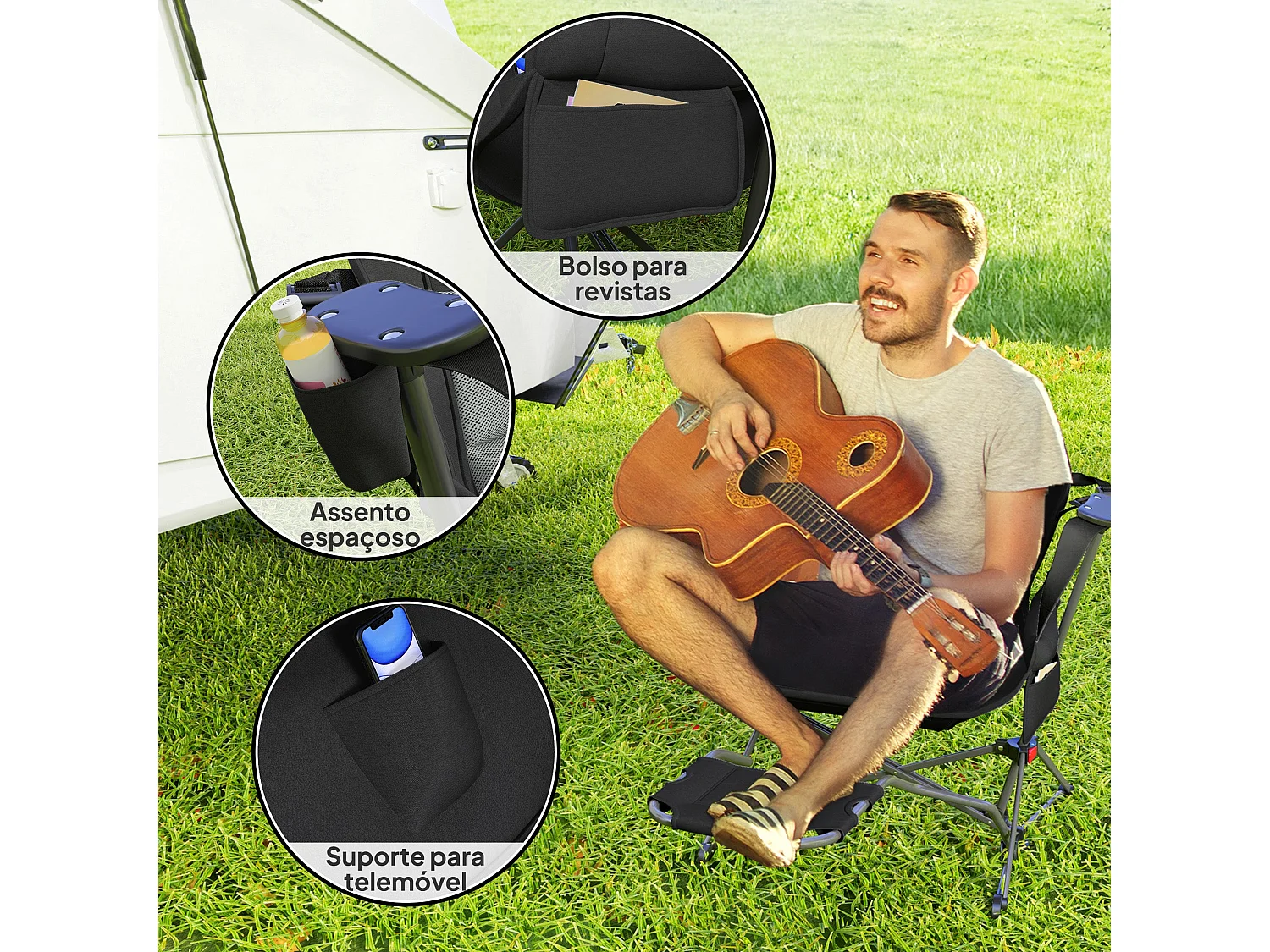 Conjunto de 2 Cadeiras Baloiço de Exterior com Apoio para os Pés - Conforto e Praticidade para suas Aventuras