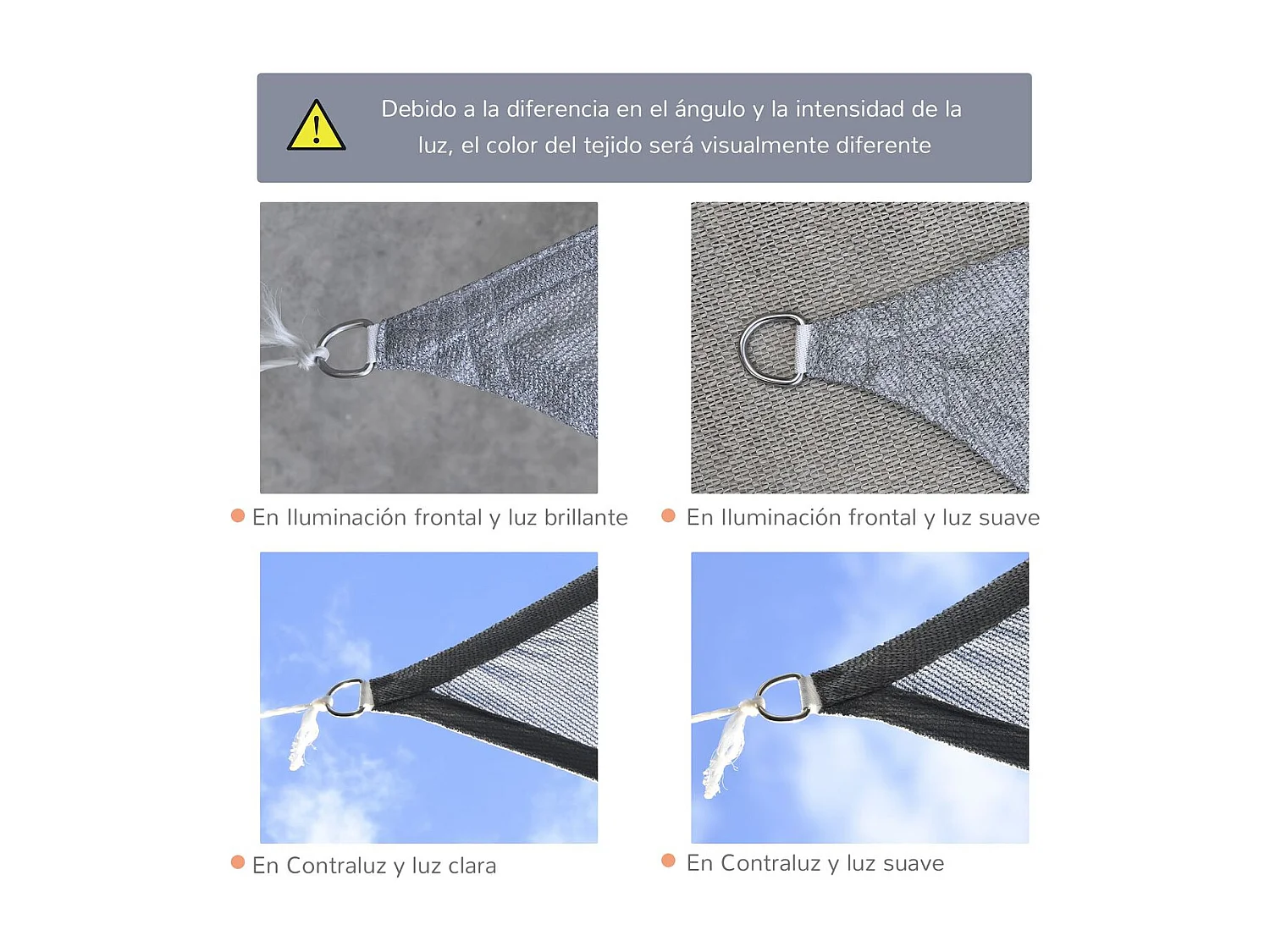 Toldo vela Outsunny transpirable + anti-UV gris 4x3 m