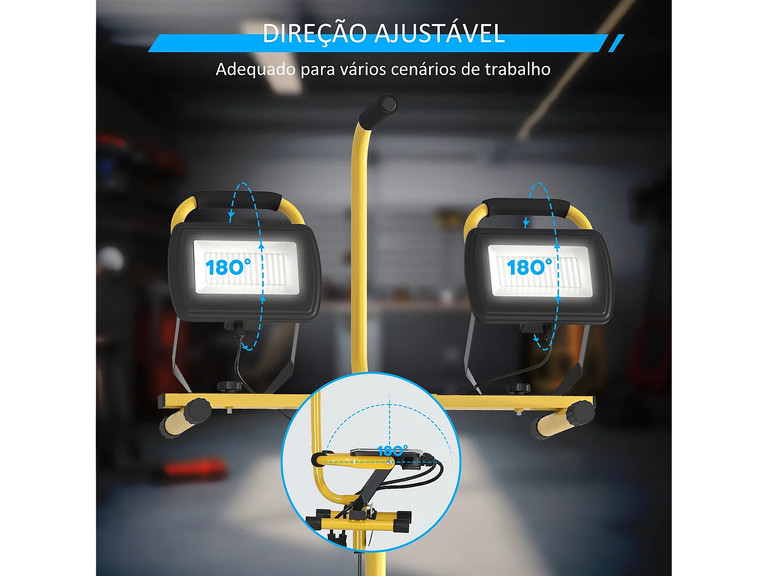 Projetor LED Recarregável de Alumínio com Tripé Dobrável e Alto Brilho para Uso Interno e Externo