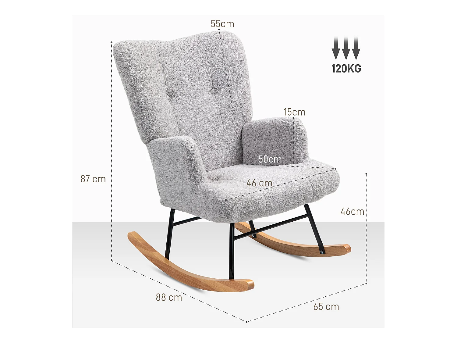 Mecedora Daisy Homcom respaldo alto gris 87x65x88 cm