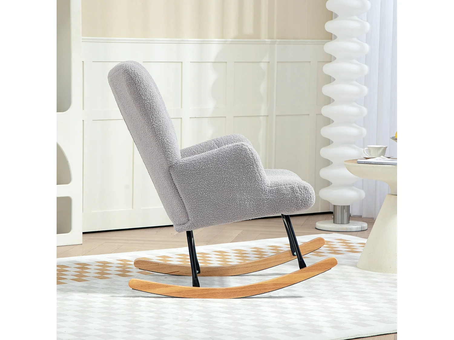 Mecedora Daisy Homcom respaldo alto gris 87x65x88 cm